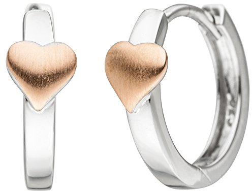 Jobo Kinder-Creolen Herz aus 925 Sterling Silber Bicolor vergoldet