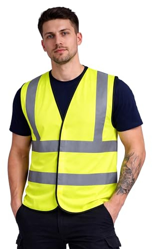 HuntaDeal Hi Viz Vis Vest Hook & Loop High Visibility Reflective Waterproof Workwear Security Safety Wear Warm Gilet Waistcoat Waist Coat Vest