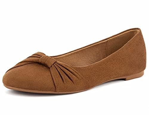 MaxMuxun WomensCamel Walking Dressying Comfort Ballerina Ballet Flat Pumps Slip On Dance Ballets Shoes Size 8 UK / 41 EU