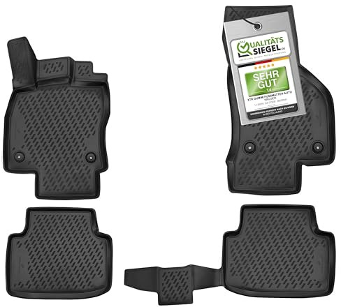 Walser XTR Gummi Fussmatten Auto für VW Passat (B8) 08/2014-2023, 100% passgenaue Auto Fußmatten, robuste Universal Fußmatte Auto, Gummimatten Auto, Auto Fussmatten Gummi, Auto Gummimatten