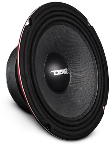DS18 Pro-X8.4M - Altavoz de 8 Pulgadas, Rango Medio, Cesta de Acero Rojo, 550 W máximo, 275 W RMS, 8 ohmios, Altavoces de Puerta de Audio Sistema de Sonido estéreo de Coche o