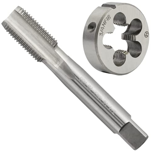 Aceteel 3/10.2 cm-16 UNF HSS Gewindeschneider-Set, 3/4 x 16 UNF Maschinengewindebohrer und Rundgewindebohrer Rechtshänder