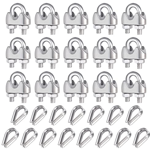 15 Stück Seilklemme 4mm Set Edelstahl M4 Seilklemmen 4mm Drahtseilklemme 4mm Drahtseil Kauschen Bügelseilklemme U Bolzen Klemme für Drahtseil