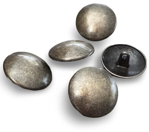 Mässingsknappar i antik lätt böjda metallknappar med ögla 15 mm, 17 mm, 22 mm eller 25 mm (10 stycken) (25 mm)