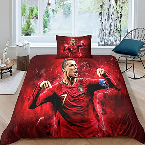 Enfunt-Home Fußball Star Bettwäsche Set 135x200cm Mikrofaser - 3D Digital Print Bettbezug und 1 Kissenbezug 80x80cm