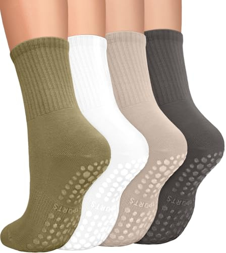 YeuG Grip Pilates Socks for Women - Non-Slip Yoga, Slouch Scrunch, Grippy for Barre, Ballet, Barefoot Workout
