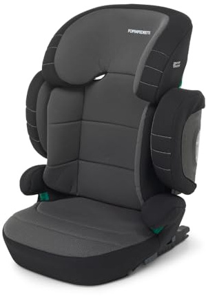 Foppapedretti Seggiolino Auto Open I-Size, per bambini da 100 a 150 cm di altezza, 3-12 anni, conforme ECE R129, Fissaggio Dualfix (Isofix e non), Protezione Impatti Laterali, Sfoderabile, Nero