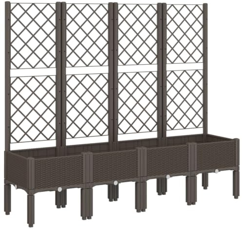 vidaXL Jardinera con Enrejado, Maceta para Verduras Plantas Flores, Macetero de Hierbas, Arriate para Jardín Patio Balcón Terraza, PP Marrón