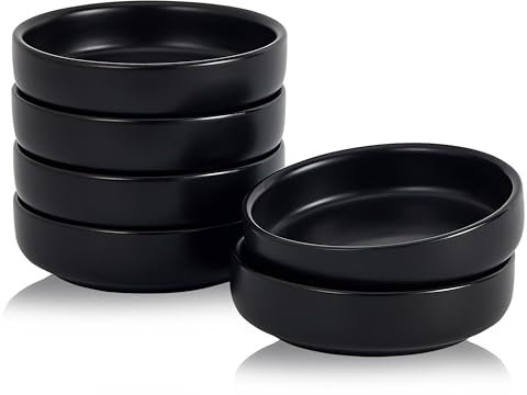 Swuut Keramik Sojasosenschale,9cm Dipping Schalen 6er Set, kleine Vorspeisen Pinch Dip Schüssel für Beilagen, Sushi, Ketschup, BBQ (Schwarz)