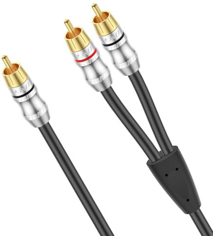J&D Câble RCA, 1 Mâle RCA vers 2 Mâle RCA Câble Diviseur Y Audio Stéréo Numérique pour Caisson de Basse, Cinéma Maison, Cordon de Subwoofer, 0,3 Mètre