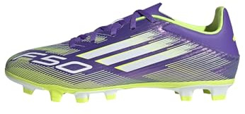 adidas Unisex F50 Club Firm Ground/Multi Ground Football Boots, Purple Rush/Cloud White/Lucid Lemon, 10 UK