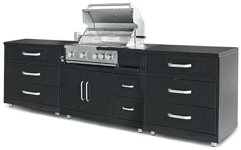 Oviala - Cocina exterior con 3 elementos (barbacoa, color negro