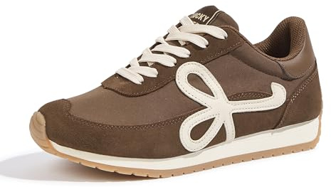 LUCKY STEP Sneakers Femme Tendance, Low Top Classique et Rétro, Confortables pour la Marche et Le Running, Style Casual