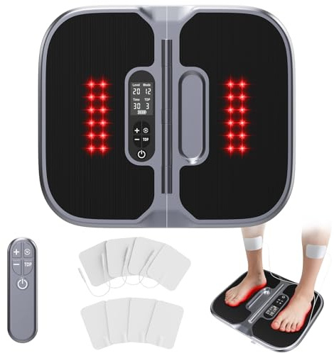 Circulation Machine Blood Booster for Feet and Legs, EMS Foot Massagers for Pain and Circulation, Foot Massager Electric for Neuropathy Feet and Muscle Pain Relief, TENS Device with 8 Electrode Pads