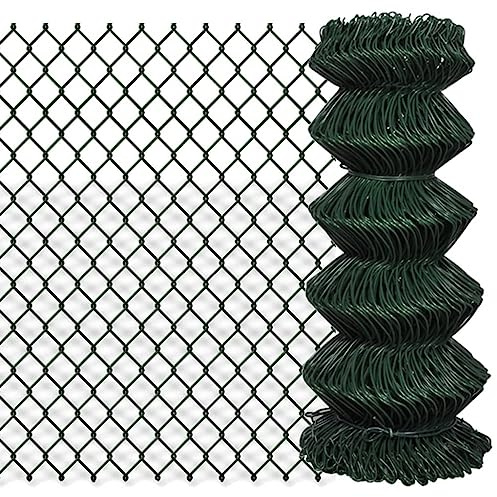 Recinzione da giardino a bastoncini, in acciaio 0,8 x 25 m, verde, per aiuole, giardino, barriera animale