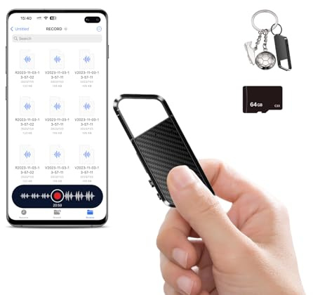 NekSide Enregistreur Vocal Mobile 64 Go avec Reconnaissance vocale - Enregistreur Mobile avec DSP5.0 OTG - 6000 h - Enregistreur Vocal - Mini enregistreur Vocal pour réunion, Interview, Cours