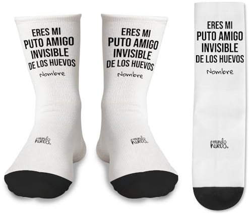 mundohuevo Par de Calcetines + 1 de regalo | Eres Mi P*to Amigo Invisible de los Huevos| Personalizable | Tacto algodón | Talla única | Regalo original y divertido Amigo invisible