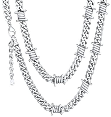 ChainsHouse Alambre Pinchos Collar para Hombre Mujer Estilo Rock Gótico Hip Hop Punk, 41-46 - 51-56 CM Largo, Regalo Joyería Estilosa