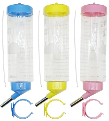 Allazone 3 Pz Bebedero para Roedore, Dispensador Automático de Botellas de Agua para Hámster, Conejos, Hamsters, Cobayas, 250ml
