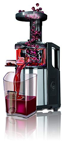 MPM MSO-12M Licuadora prensado en frío para verduras y frutas, baja velocidad 60RPM, Slow Juicer, boca ancha, función inversa, 150W