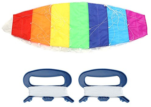 Large Dual Line Parachute, Rainbow Color Stunt Power Flying Kite Outdoor Dual Line Surfing Parafoil Fun Beach Sport Toy(1.4M)