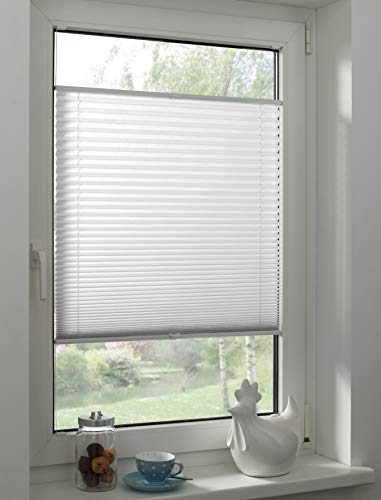 Sunpro24 Plissee auf Maß, Blickdichtes Faltrollo, Klemm-Montage, Sonnenschutzrollo, (B) 71-80 x (H) 211-220 cm, Weiß
