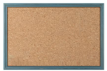 RENRUIRUI Kork Bulletin Board Retro Blue Frame, Dekorative Pinnwand Mit Push-Pins, Für Haus Büro Schule Memo Vision Board(Size:70X100CM)