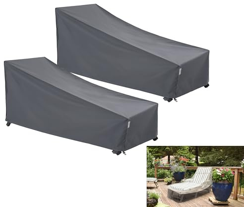 F&J Outdoors Fundas para tumbonas de jardín playa piscina hotel fundas de sillón protección solar impermeables Protector de almacenamiento para tumbonas 218x76x35,5/76cm, Gris 2 piezas