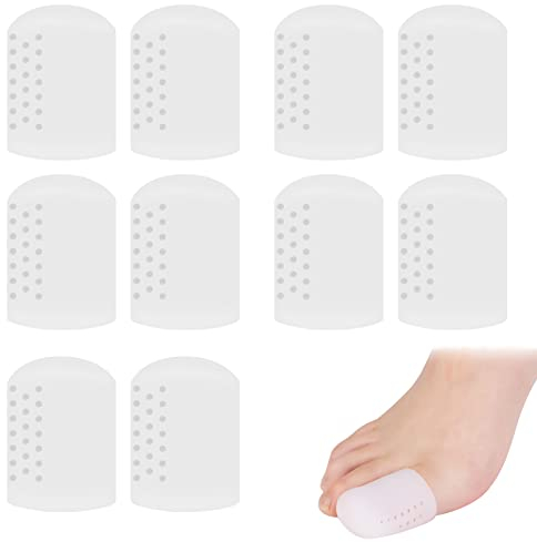 ruggito 10 Stück Atmungsaktive Zehenschutz Gel Zehenkappen Zehenschutz GroßEr Zeh, Silikon Zehenschutz, Schmerzlinderung für Hühneraugen, Blasen, Schwielen Unisex(Weiß)