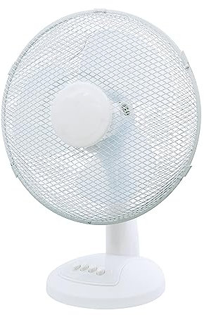 aro Ventilateur de table DF2919, métal/plastique, 34,5 × 26,5 × 47 cm, ⌀ 29 cm, 40 W, oscillation 80°, 3 niveaux de vitesse, blanc.