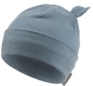 Sterntaler Beanie Ohren - Beanie Jungen mit feinem Rippenmuster, Umschlag und Ohren - Babymütze aus Merinowolle mit Klettverschluss - Leichte Mütze für Babys - graublau, 51