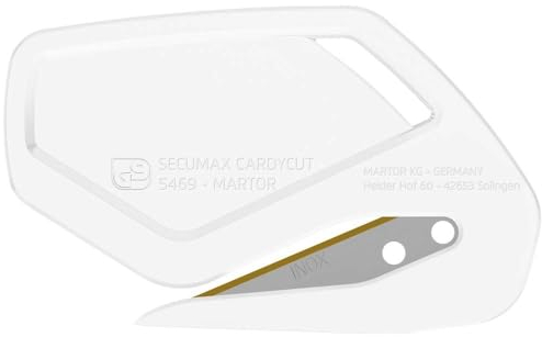 MARTOR 10 x Coltelli di sicurezza, lama nascosta, SECUMAX CARDYCUT, cutter professionale, leggero, plastica, per destrorsi e mancini, certificato GS