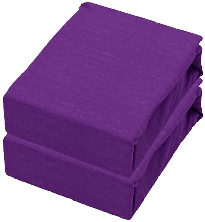 Leonado Vicenti 2er Pack Jersey Spannbettlaken aus 100% Baumwolle Jersey - 180x200 cm bis 200x220 cm Lila Matratzenhöhe bis 40 cm für Wasserbett Boxspringbetten - weiche Spannbettlaken