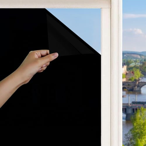CZAYEFNH Pellicola Oscurante vetri Finestre，30x400cm, Nera Opaca Pellicola per Vetri Finestre Satinata Anti-UV Elettrostatica Privacy Finestre per Casa, Camera, Ufficio