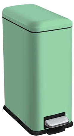 JM ·YIPENG Mülleimer mit Deckel 10L,Edelstahl Mülleimer Bad,Klein Abfalleimer Bad,Tretmülleimer Edelstahl für Badezimmer, Schlafzimmer und Büro,Grün