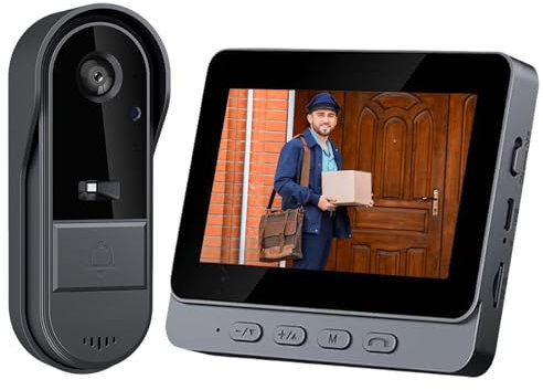 Kocusu Funkklingel mit Kamera 1080P,Kabellose Video Türklingel mit 4.3 Bildschirm Video,Kabellose Türklingel 1000mAh mit Kamera 170° Weitwinkelobjektiv,IP65 Wasserdicht,Video-Gegensprechanlage