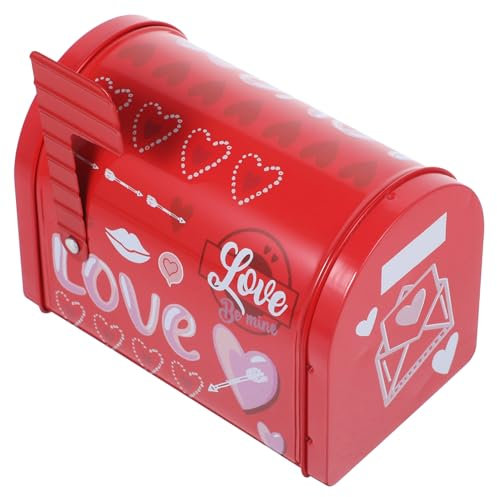 BEBEMOKO Mailbox Shaped Holiday Box for Sweets Cookies and Treats Tinplate Container for Valentine's Day Festivals and Party Favors