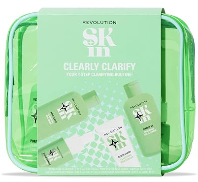 Revolution Skin, Clearly Clarify 4 Step Starter Kit, Skincare Set for Blemish-Prone Skin, Includes Cleanser, Toner, Serum & Moisturiser, Vegan & Cruelty-Free, 4 Products Included