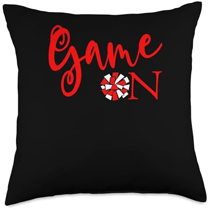 Cheerleader Pom Pom Game On Red White Throw Pillow