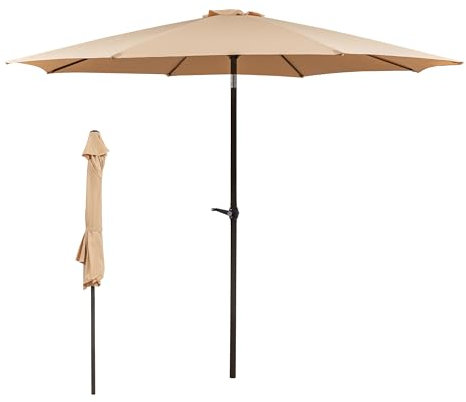 Thanaddo Sonnenschirm 300 cm, Sonnenschutz UPF 50+ Strandschirm, beidseitig um 30° knickbar, windfest stabil Gartenschirm für Balkon, Garten, Terrasse, Strand, Outdoor, ohne Ständer (Khaki)