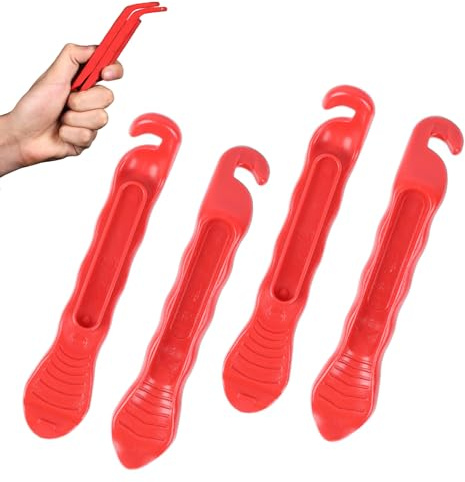 Aiailikill Bicycle Tyre Levers 4PCS, Durable Nylon & Fiber Tire Removal Tools with Anti-Slip Design for Bike, MTB, Road Bikes (Red).