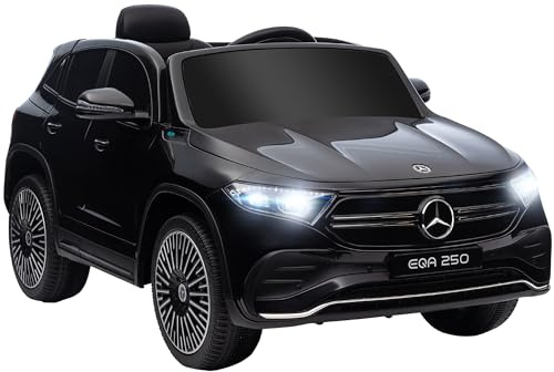 HOMCOM Macchina Elettrica per Bambini 3-8 Anni con Licenza Mercedes Benz EQA 12V, 3-8 km/h Auto Elettrica per Bambini con 2 Motori, Sospensioni, Telecomando, Porta USB, MP3 Musica Fari Clacson, Nero