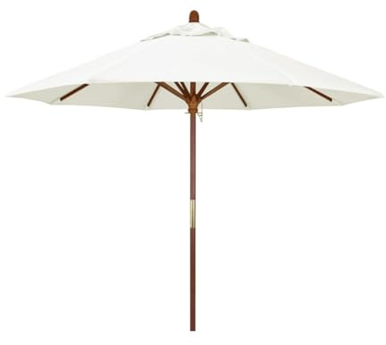 Ombrellone da Giardino in Legno Bianco da 9 piedi/270 cm, ombrellone da Esterno con 8 Stecche, ombrellone da Tavolo per Mercato, ombrellone con Protezione UV per Spiaggia, terrazza, Cortile, Piscina,