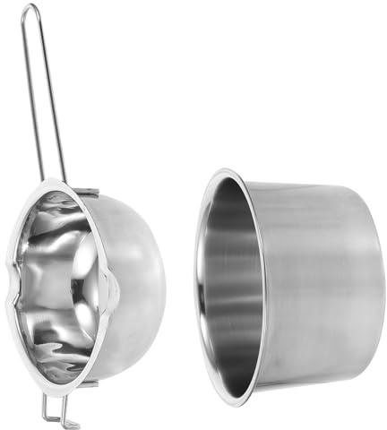 YARNOW Pentola a Bagnomaria in Acciaio Inox 304 600ml, Pentola per Sciogliere Cioccolato, Burro e Formaggi, Set Gancio Antiscivolo, per Dolci e Candela, Uso Cucina e Artigianato