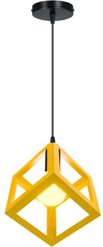 PETITES ECREVISSES Lampada a Sospensione E27 Industriale Vintage Lampadario soggiorno Forma Cubo Gabbia Metallo Paralume Ø22cm Retrò Lampada da soffitto Cucina Soggiorno