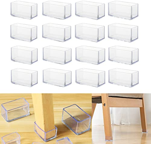 16 pièces de protecteurs de sol rectangulaires en silicone pour pieds de chaise de 20x40 mm, embouts de pieds de chaise, protecteurs de pieds de meubles, housses de pieds de table à mouvement libre