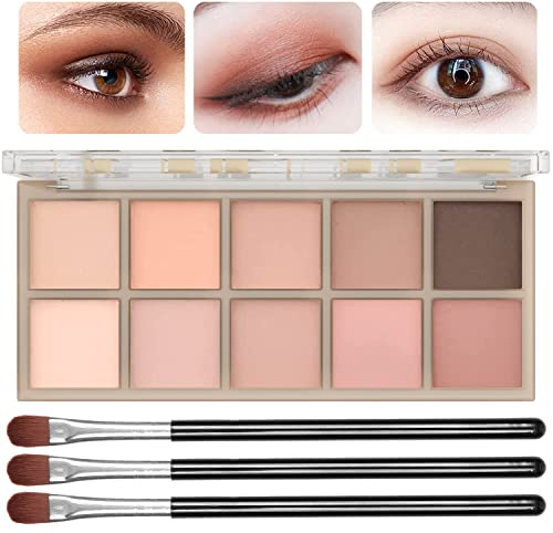 10 Colors Eyeshadow Palette, Light Beige Pink Brown Eye Shadow Makeup