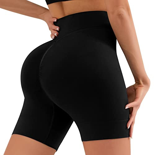 YADIFEN Booty Shorts for Women Gym Shorts Yoga Cycling Shorts Bum Lift Short Seamless Biker Pole Dance Short for Sport Running Joggers Workout Black