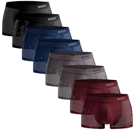 BOXR Underwear, Boxers en Bambou, Lot de 8, Doux, Respirant, Tenue Parfaite, pour Hommes, S-3XL (as4, Alpha, 3X_l, Regular, Regular, Multicolore)