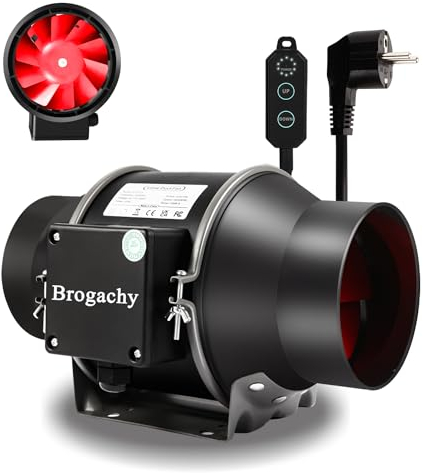 Brogachy 150mm Regelbar PWM Rohrventilator, Abluftventilator,Rohrlüfter 3000 RPM mit Dreiphasiger EC Motor, für Booster, Wachstumszelte, Hydrokulturen, Heimgebrauch, Belüftung.